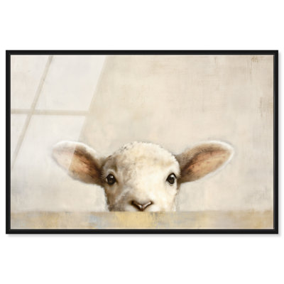 "Shy Peek II", reproduction d'art acrylique encadrée par Art Remedy, cadre noir, 30 x 20