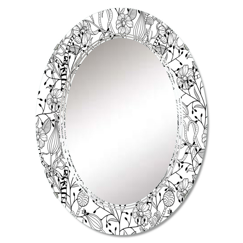 Formes monochromes I - miroir mural à motif ovale, 36 po x 24 po
