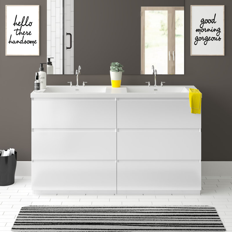 Ensemble de meuble-lavabo double 59 po Chelsei, Blanc très luisant