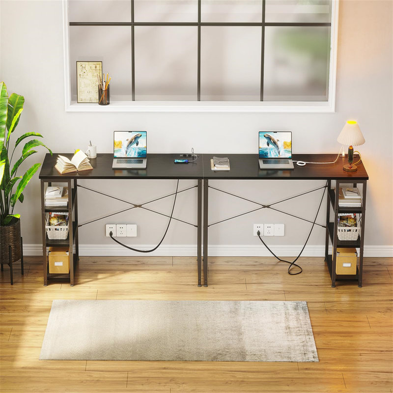 Billen Steel with Built-In Electrical Outlet, Black