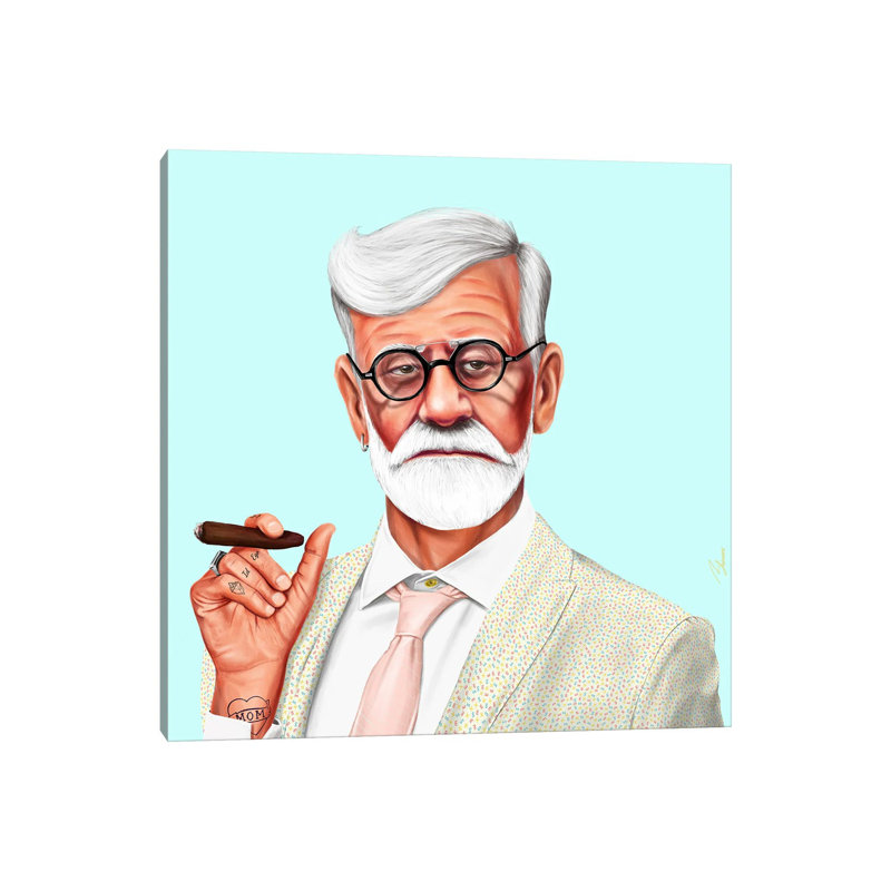 Sigmund Freud, H 12 po x l 12 po x P 0,75 po, Pas de tapis, Toile tendue