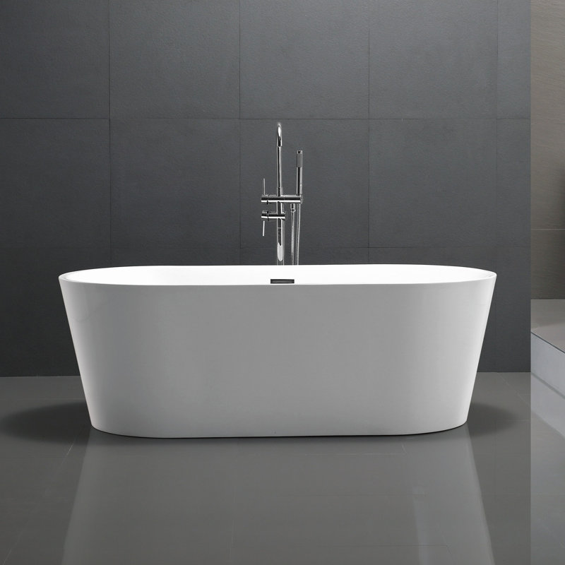 Chand Series 67'' White Freestanding Acrylic Bathtub