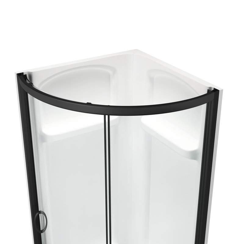 Ensemble de douche en coin rond noir mat L 35 po x l 35 po x H 72,83 po Breeze, H 77 po x l 35 po x P 35 po