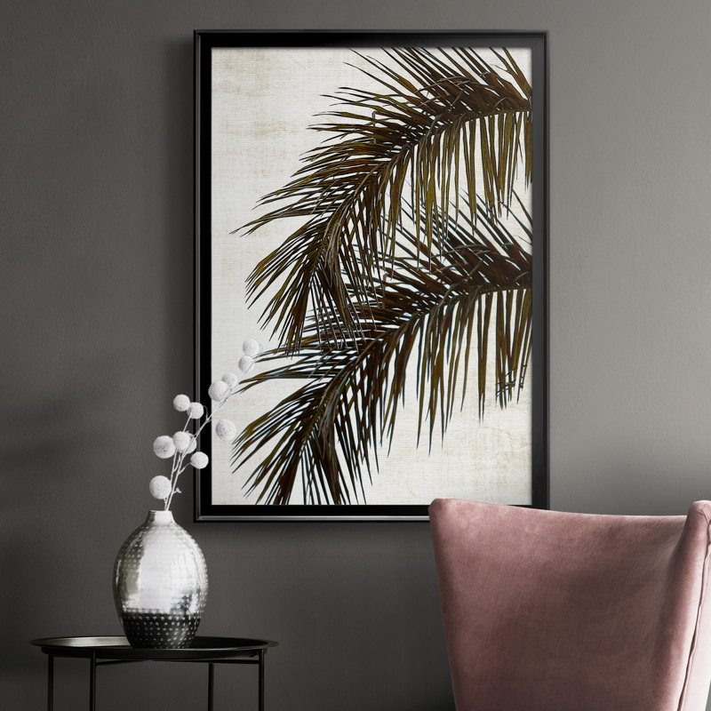 Palm II - peinture sur toile encadrée, Cadre noir, H 26,5 po x l 36,5 po x P 1,5 po