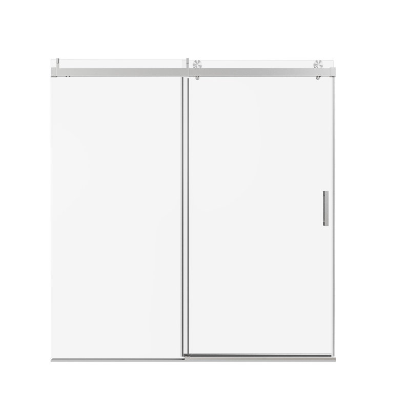 76''H Frameless Single Slide Soft Close Shower Door, Chrome