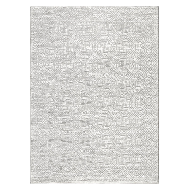 TOWN & COUNTRY LUXE Maya Medallion Tile Neutral Indoor Area Rug with High-Low Texture, Gray