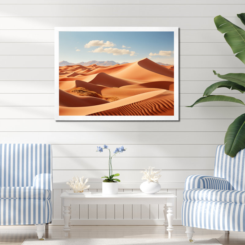 " Desert White Dunes Majesty II ", White Single Picture Framed, 34" H x 44" W x 1.5" D