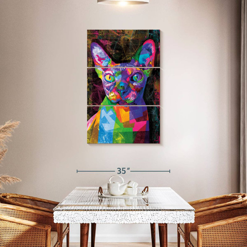 Brampt Sphynx Cat Multicolored Abstract, 32" H x 20" W