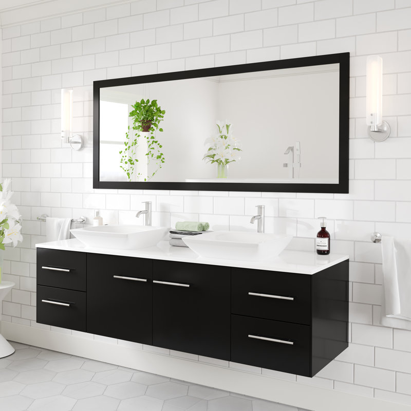 Eviva Aberdeen 72" x 30" Rectangular Espresso Wooden Framed Mirror