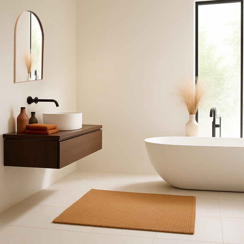Mood Premium Arch Bathroom Mirror Framed Wall Mounted, Recessed Arched Frame Modern & Stylish, 70 cm x 50 cm, Satin Gold