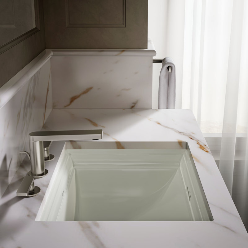 Memoirs® Vitreous China Rectangular Undermount Bathroom Sink with Overflow, Cashmere