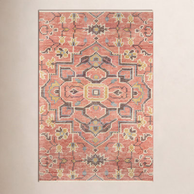 Reese Red Gold Hand-Knotted Cotton Floral Rug
