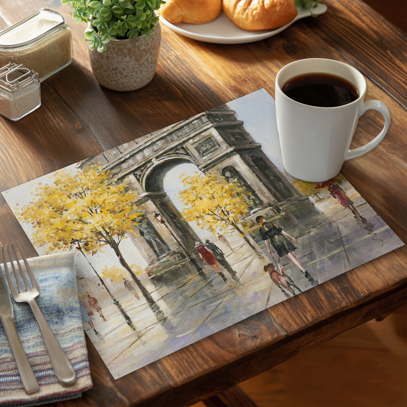 Napperon Arc de Triomphe Paris | Décor moderne en polyester gris