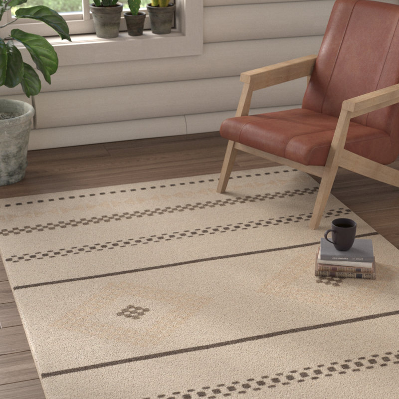 Tapis beige / crème / taupe en laine tissé à plat à la main, Rectangle 8 pi x 10 pi