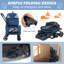 Poussette double pour 2 chiens ou chats avec 2 ceintures de sécurité amovibles bleu-117279811
