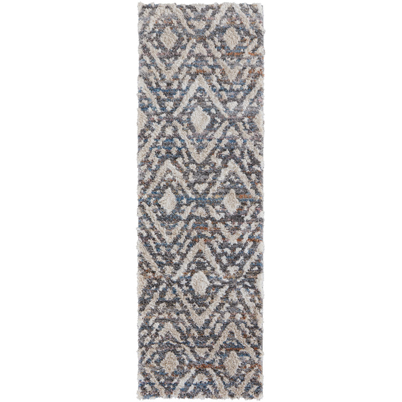 Modbury Global Diamond Polyester Area Rug, Runner 2'6" x 8'