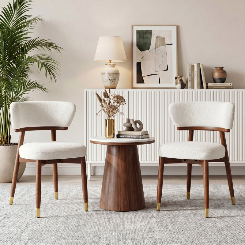 Chaises d'appoint de salle à manger de style Mid-Century avec dossier incurvé ergonomique et pieds antidérapants (ensemble de 2)