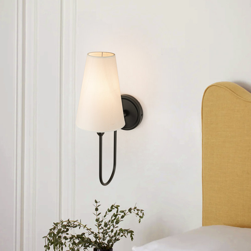 Lumi 1-Light U-Shaped Gooseneck  Armed Wall Sconce for Bedroom, Matte Black
