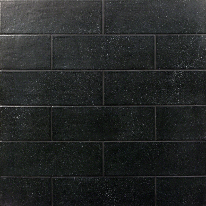 Turbine Camp Rock 4" x 12" Ceramic Concrete Look Subway Tile ( 10.97 sq. ft. / box ), Black