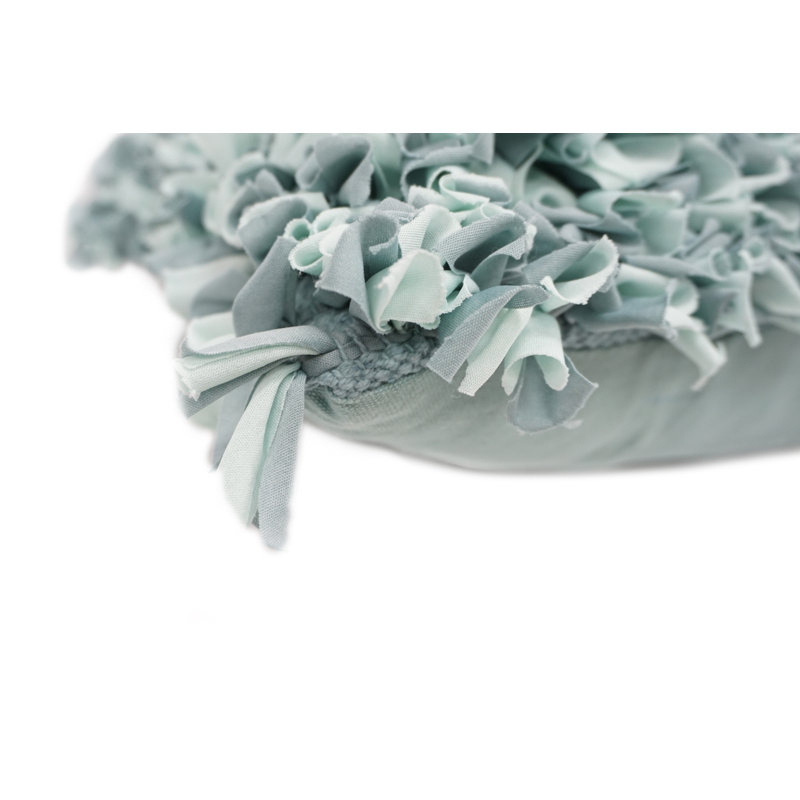 Cotton Blend Reversible Throw Pillow, Light Blue