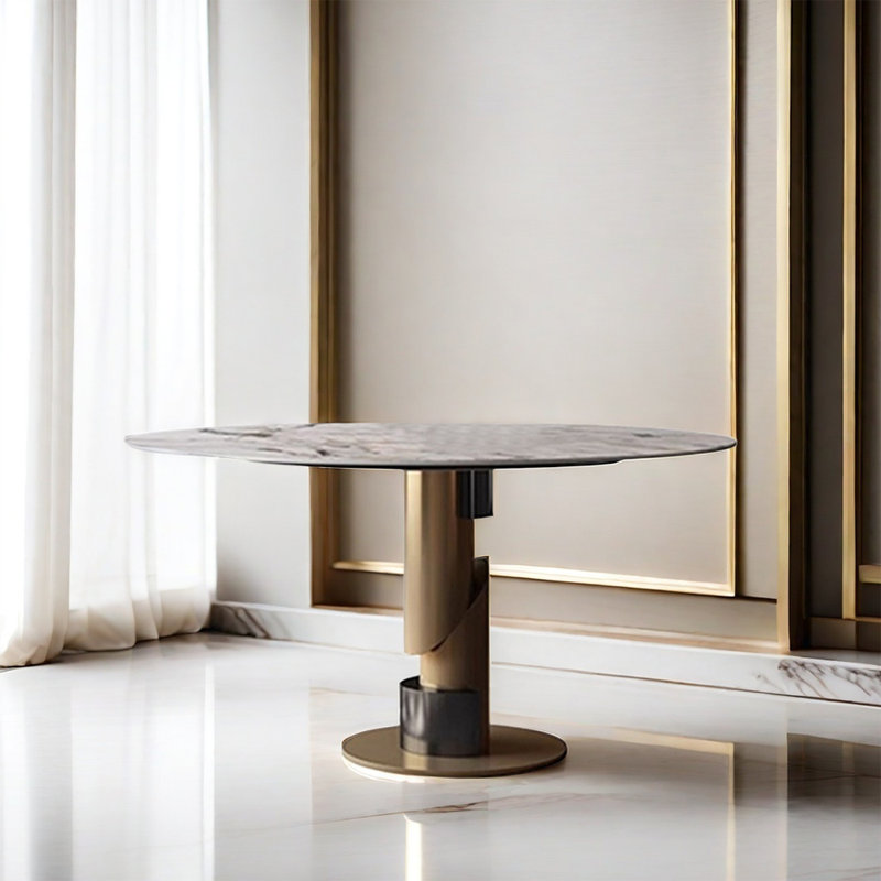 Table ronde moderne en pierre frittée