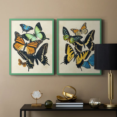 «Collage Butterflies I-Premium», reproduction encadrée prête à accrocher - aucun clou requis - aucun clou requis