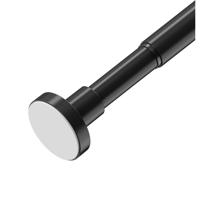 48cm Straight Tension Shower Curtain Rod & Hook Set, Matte Black