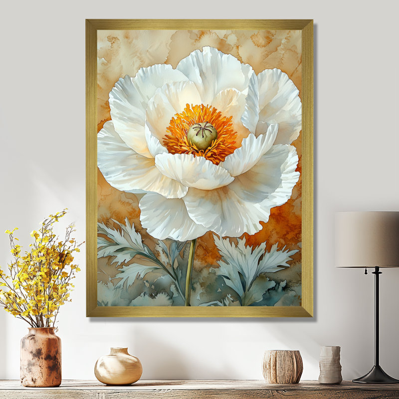 Biddlestone - impressions murales florales, H 40 po x l 30 po, Picture Framed, Doré