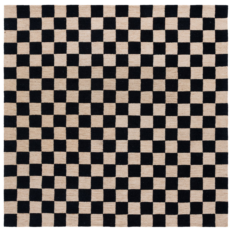 Freesia Area Rug In Black/Beige, Square 6'