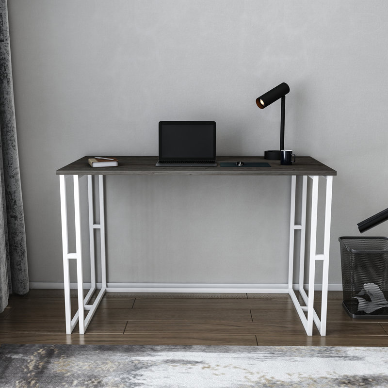 Kane 120cm W Rectangular Computer Desk, Dark Coffee/White 
