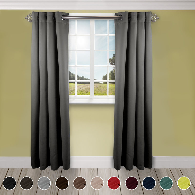 Panneau de rideau simple obscurcissant synthétique avec œillets Polen Drapery, 150 po x 96 po, Gris clair