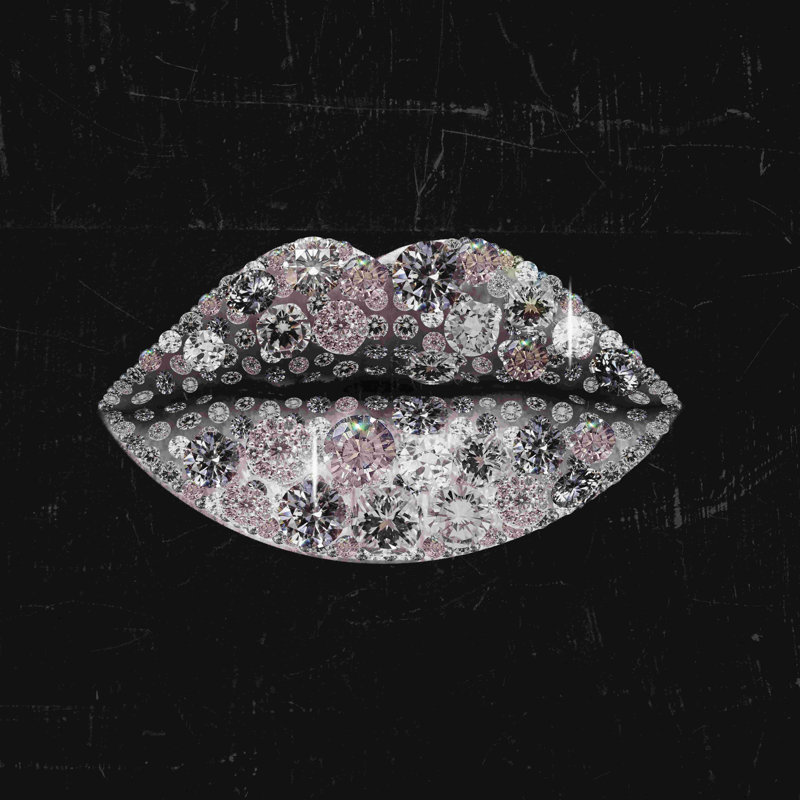 «Glam Kiss IV» par Victoria Barnes - reproduction d'art sur toile tendue, L 12 po x H 12 po