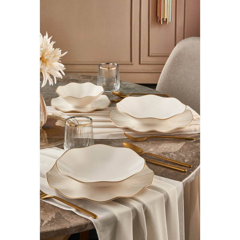 Porcelain China Dinnerware Set 24 Piece - Service for 6