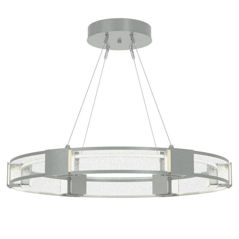 Aura Glass Ring Chandelier, Vintage Platinum, Seeded Clear Glass