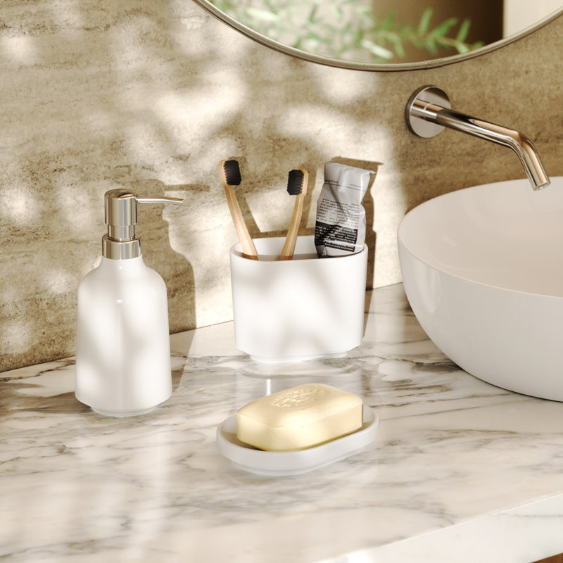 Step Bathroom Accessories Bathroom Accessory Set, White