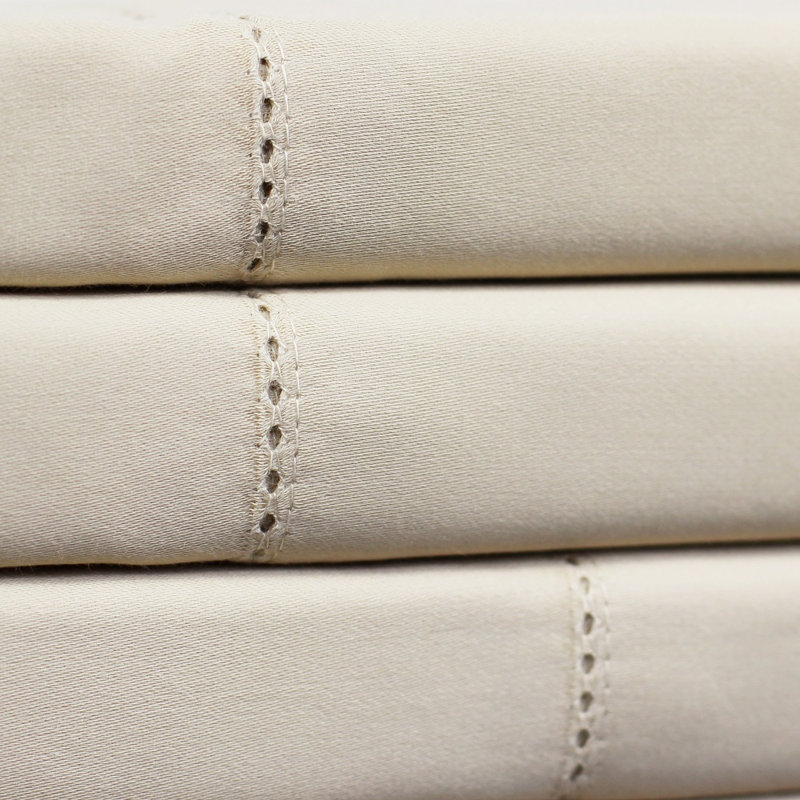 Brina Egyptian Cotton Sateen Sheet Set, Twin Sheet Set with 1 Pillowcases, Ivory