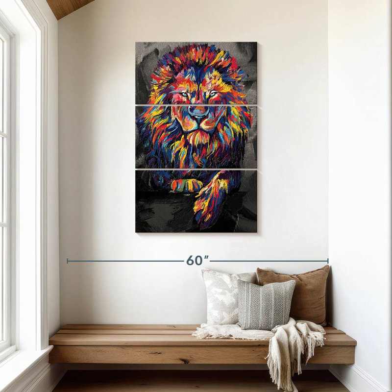 Brampt Lion Lounge couleur abstraite, H 45 po x l 28 po