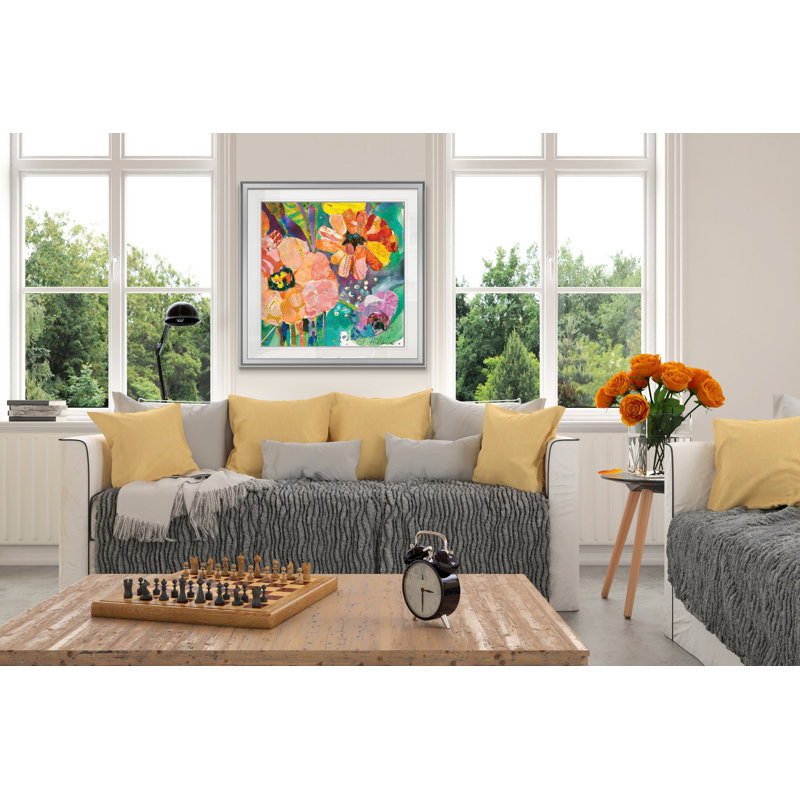 Kulick «Bold Blooms IV», peinture, H 16 po x l 16 po x P 1,5 po, Ébène / cadre argenté