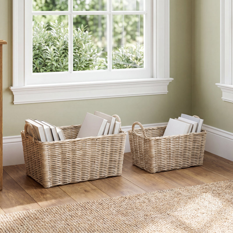 Irving Chanson 2 Piece Rattan Basket Set