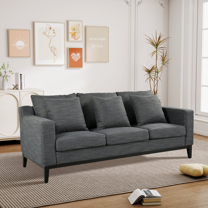 Upholstered Square Arm Sofa, Charcoal