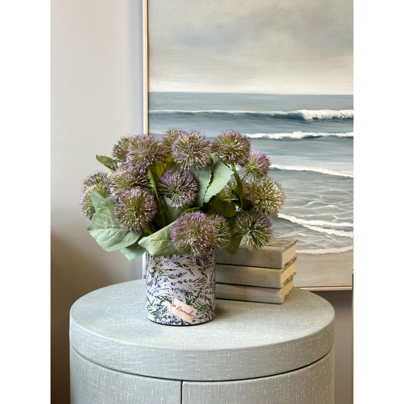 Lavender Thistle Arrangement in Glass Vase
