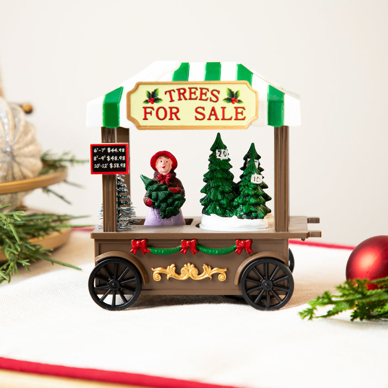 Arbre de Noël à lumières DEL animées à vendre - pièce de village de Noël - 5 po
