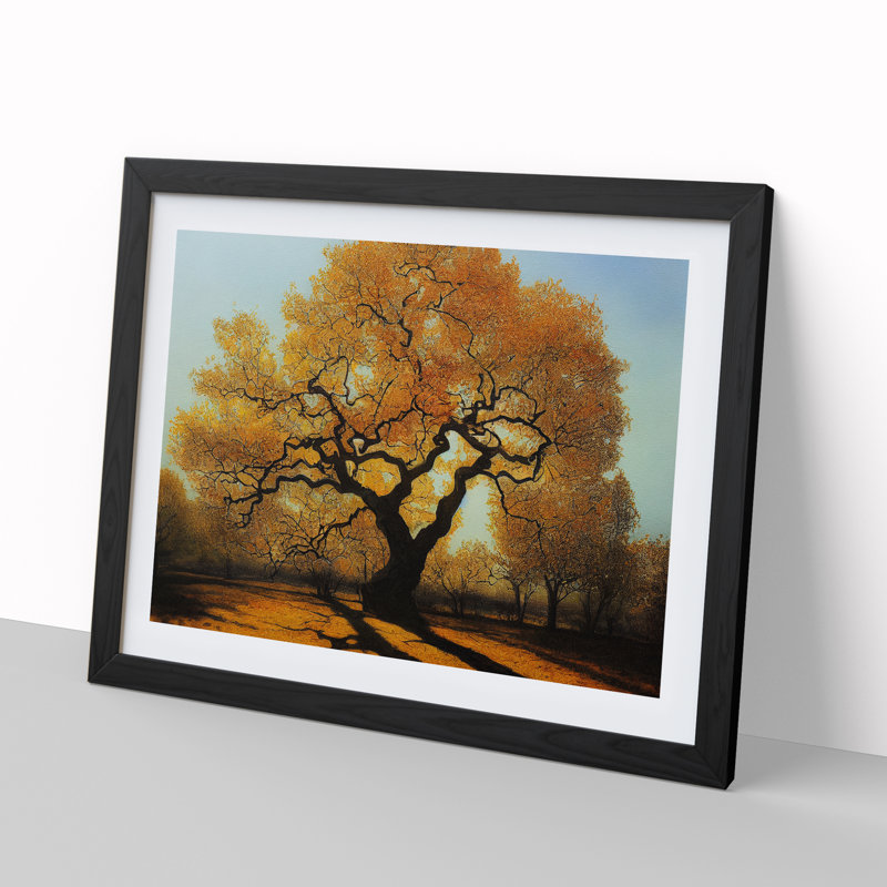 Exhilarating Oak Tree - Single Picture Frame Painting, Black, 46cm H x 64cm W x 2cm D