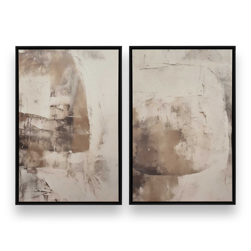 Ensemble de 2 impressions sur toile Mocha Musings, Cadre flottant noir satiné, H 48,75 po x l 65,5 po x P 1,75 po