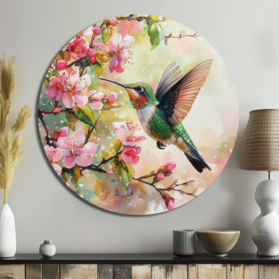 Hummingbird In The Blossoms II - Hummingbird Round, impression sur toile