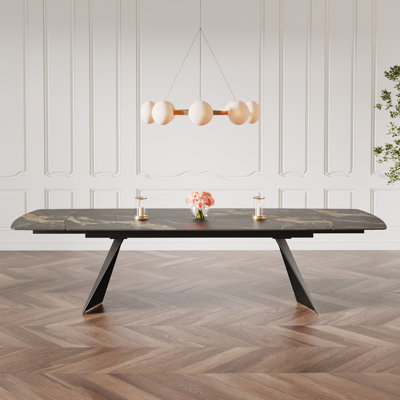 Table de salle à manger extensible 78,8 po à 110,2 po Moiser pour 10-12 avec plateau en pierre frittée