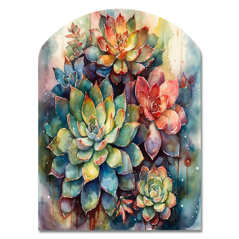 Manuli - Cactus asymétrique en métal, sculpture murale en arche, H 34 po x l 25 po