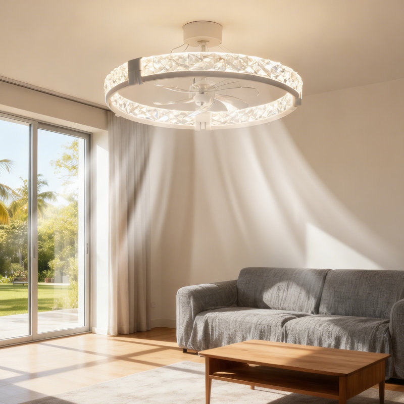 Ventilateur de plafond encastré moderne ultra-mince avec lumière DEL à intensité variable - télécommande à 6 vitesses, température de couleur continue - luminaire de chambre à coucher et de salon silencieux, blanc