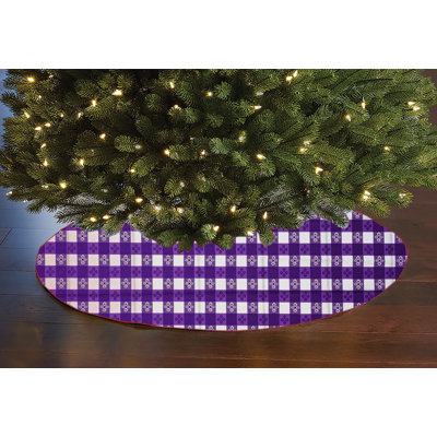 Poplin Tavern Gingham Checkered Floral Tree Skirt Christmas Decoration 58" Round Skirt
