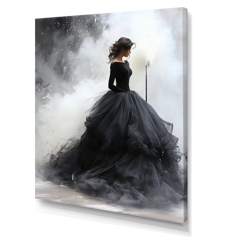 «Black Modern Ballet Dance Motion» - art mural ballet, Toile tendue, H 32 po x l 24 po x P 1 po